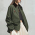 Retro Women's Corduroy Patchwork Jacket – Green Casual Lapel Hunting Style Spring Outerwear with Zipper